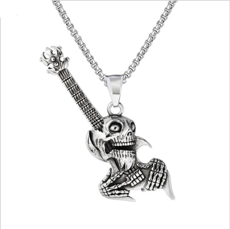 Wholesale Punk Goth Skull Men's Titanium Steel Stainless Steel Necklace